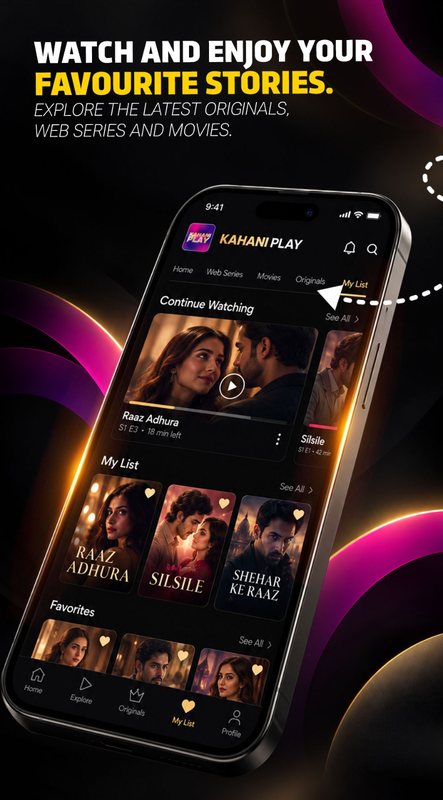 Continue watching and My List on the Kahani Play home screen